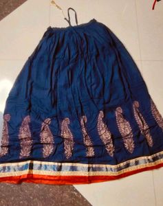 Elegant Navy Blue Skirt with Paisley Print