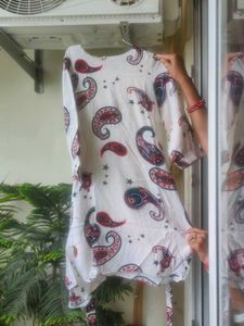 White Kurta with Paisley Print