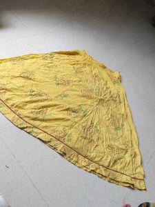 Vibrant Yellow Floral Print skirt and odhni