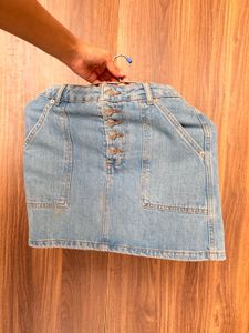 Light Wash Denim Mini Skirt