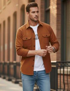 Rust Brown Casual Overshirt for Men | Premium Cott