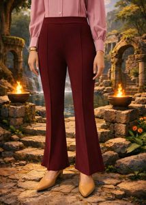 Burgundy Flared Leg Trousers