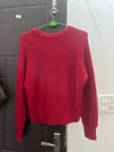 MANGO Red Knit Sweater