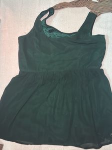 Embellished Dark Green and beige sharara set