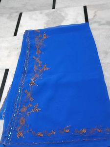 Royal Blue Embroidered Saree