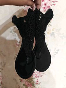 Black Crochet Gladiator Sandals
