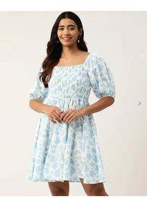 Chic Smocked Puff Sleeve Mini Dress