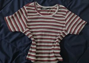 Striped ribbed top | S