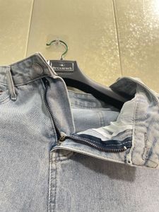 Pearl embellished high waist jeans