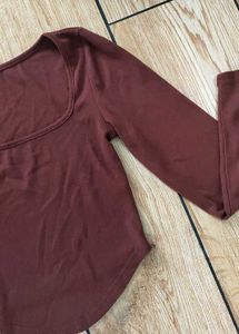 Savana Stylish Square Neck Long Sleeve Top