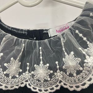 Baby Girls Black Lace Collar Romper