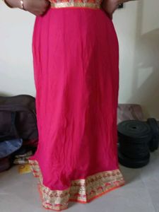 Vibrant Pink Embroidered Lehenga Skirt