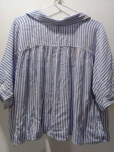 Blue Striped Button-Up Shirt