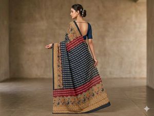 Elegant Striped Saree with Intricate Border