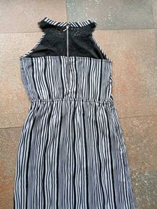 Halter neck black Amd White Stripe Dress