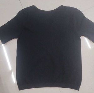 Max Black V-Neck Ribbed Knit Top