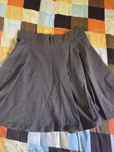 Dark Grey Flared Mini Skirt