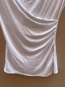 White Ruched Wrap Top