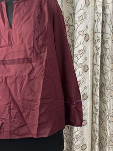 Maroon Embroidered Kurti