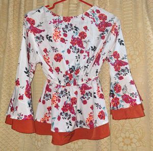 Floral Print Peplum Top