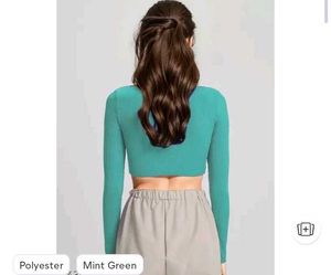 Teal Square Neck Long Sleeve Crop Top