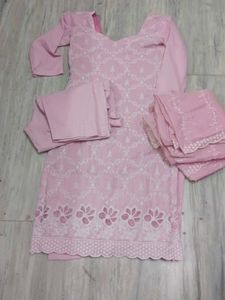 Pink Chikankari Kurta Set