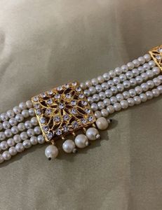 Elegant Pearl &amp; Gold Choker Set