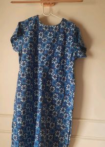 Indigo colorAunthetic batik work kurti
