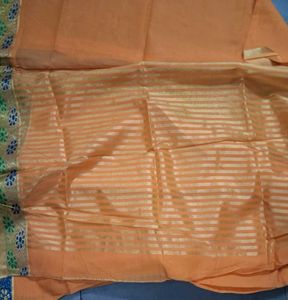 Elegant Peach Striped Saree