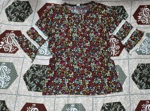 Floral Print Top with Lace Accents