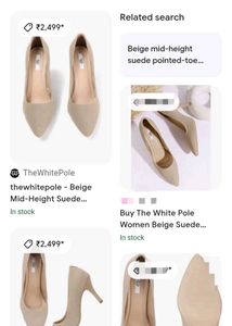 THE WHITE POLE -Beige Mid-Height Suede Pointed-Toe