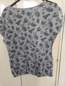 Grey Floral Lace Top