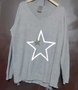 Grey⭐Star Embellished Winter Top For 46 Bust
