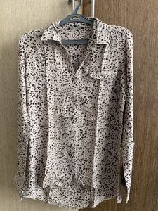 Leopard Print Button-Up Shirt 37 Size