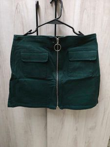 Green Mini Skirt with Zipper