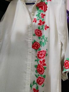 Embroidered White Kurta