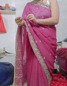 Beautiful Pink Embroidered Saree