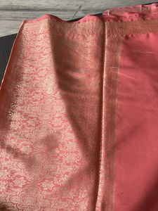 Beautiful Peach Saree with Gold Border