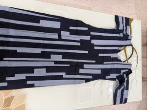 Stylish Navy Blue &amp; Grey Striped Kurta