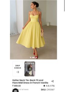 Little box Yellow Halter Neck Midi Dress