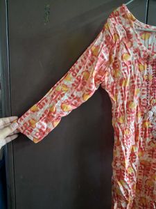 Elegant Printed Kurta with Embellished Neckline