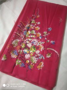 Vintage Floral Print Fabric Saree