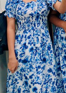 Floral Puff Sleeve Midi Dress
