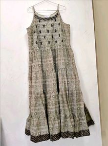 Combo Flared Shrug And  Ethnic Print  Dress