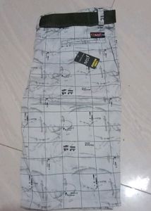Patterned Men's Shorts with Belt