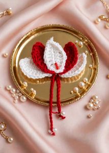 Red & White Lotus Hair pin