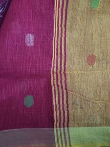 Red Linen Saree