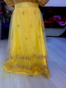 Yellow Embryo Dery Lehenga With Blouse And Duppta