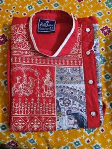 Embroidered Red Kurta