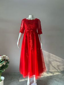 Elegant Red Lace Gown